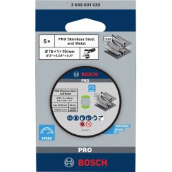 Bosch 76x1x10mm Inox Kesme Diski (5'li Paket) GWS 12V-76 için - 2608601520