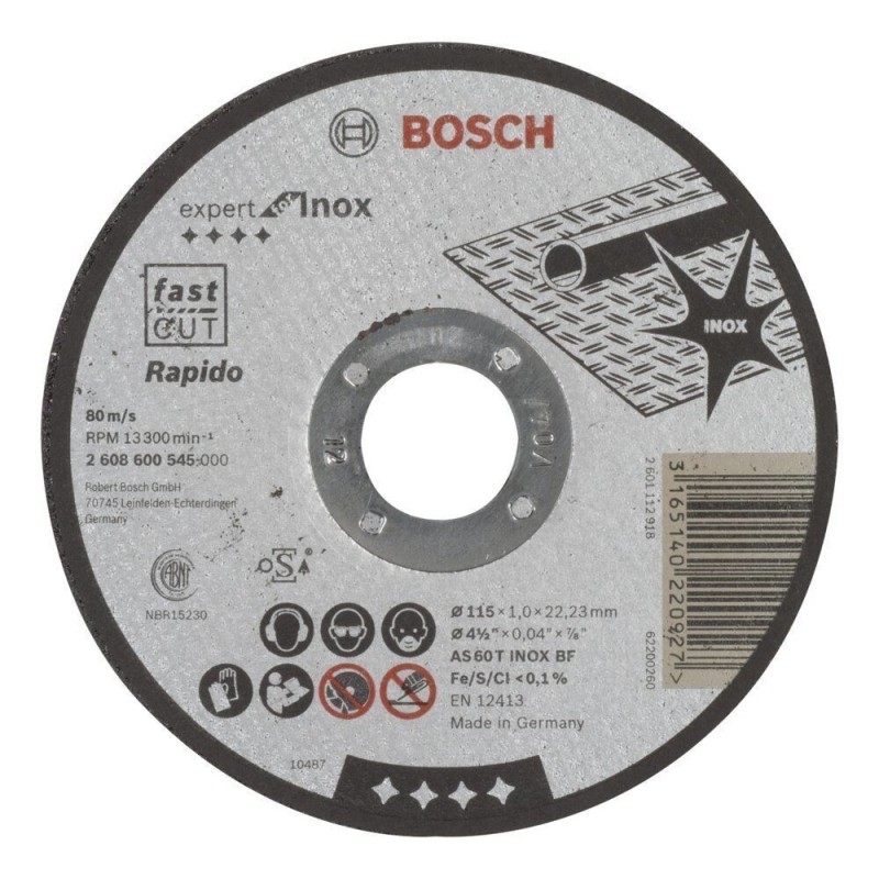 Bosch 115x1 mm Expert Inox Kesme Taşı Rapido Düz (25'li Paket) - 2608600545