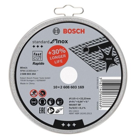 Bosch 115x1 mm Standart (10'lu Paket) Paslanmaz Kesme Taşı Rapido - 2608603254