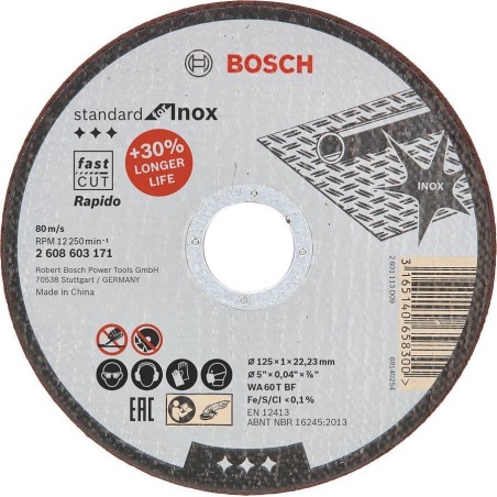Bosch 125x1 mm Standart Paslanmaz Kesme Taşı Rapido (25'li Paket) - 2608603171