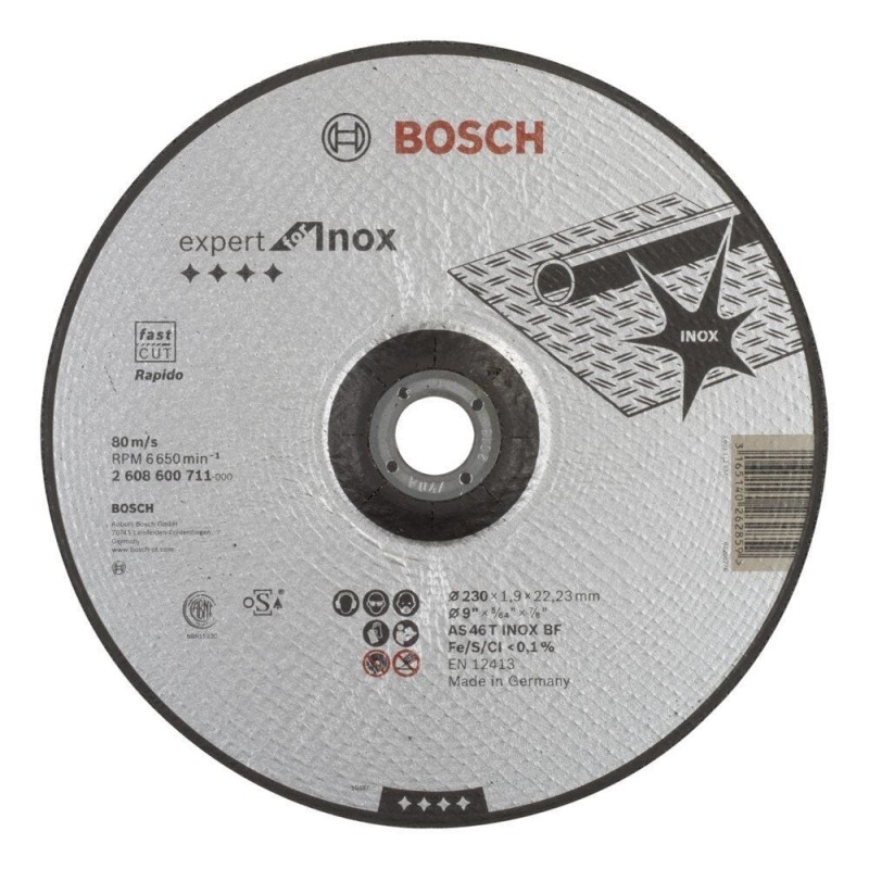 Bosch 230x1,9 mm Expert Inox Kesme Taşı Rapido Bombeli (25'li Paket) - 2608600711