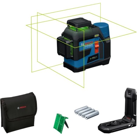 Bosch Profesyonel GLL 12V-100-33 CG AA Pilli 3x360° Yeşil Çizgi Lazeri - 0601065400